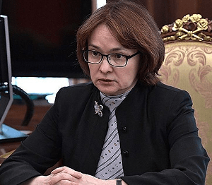Leiterin der Bank of Russia Elvira Nabiullina gab ein Interview mit TC Russia 24